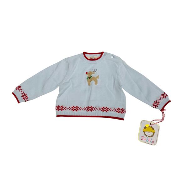 NWT Zubels 6M Reindeer Sweater in Blue - Picture 1 of 4